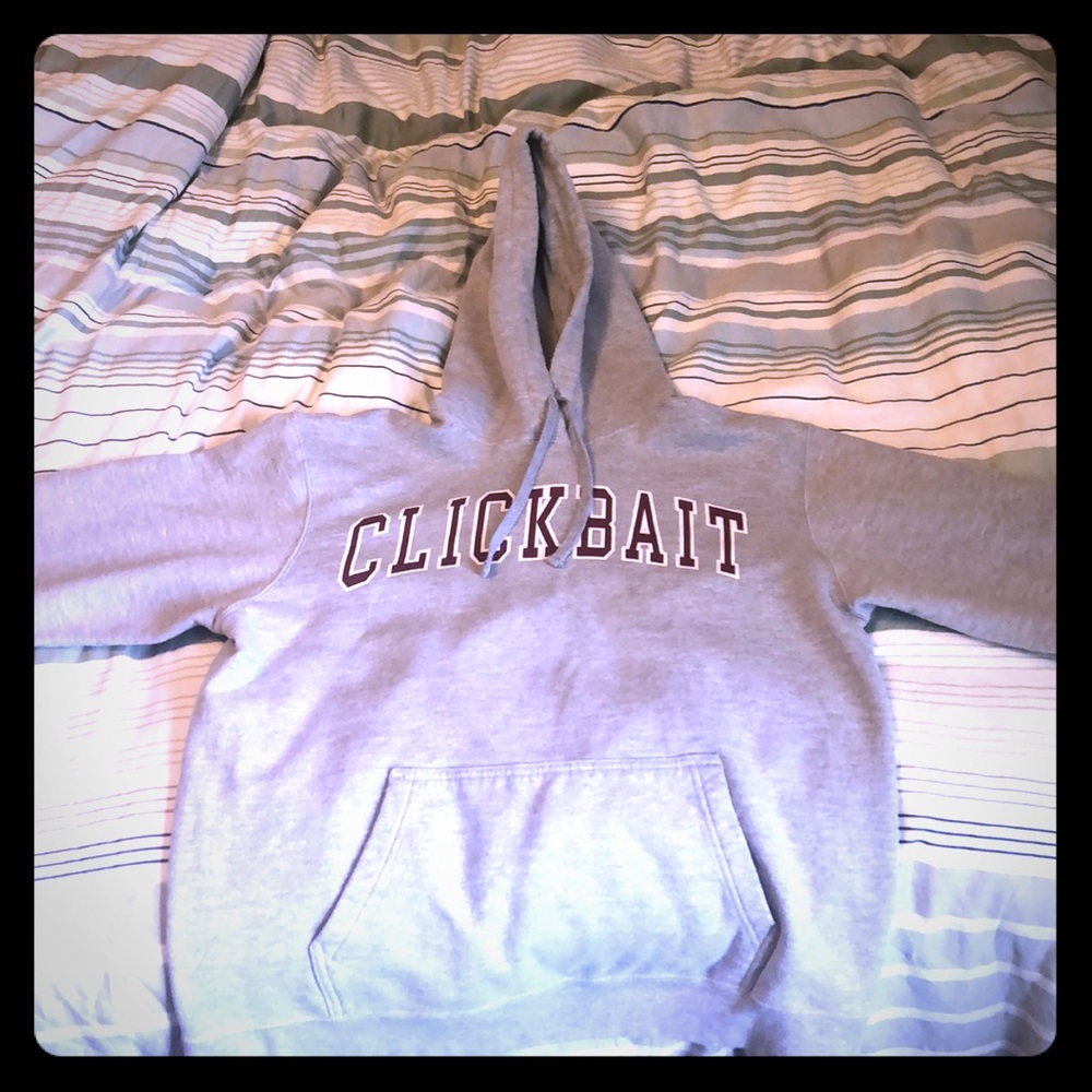 “Clickbait” Grey Cotton Hoodie